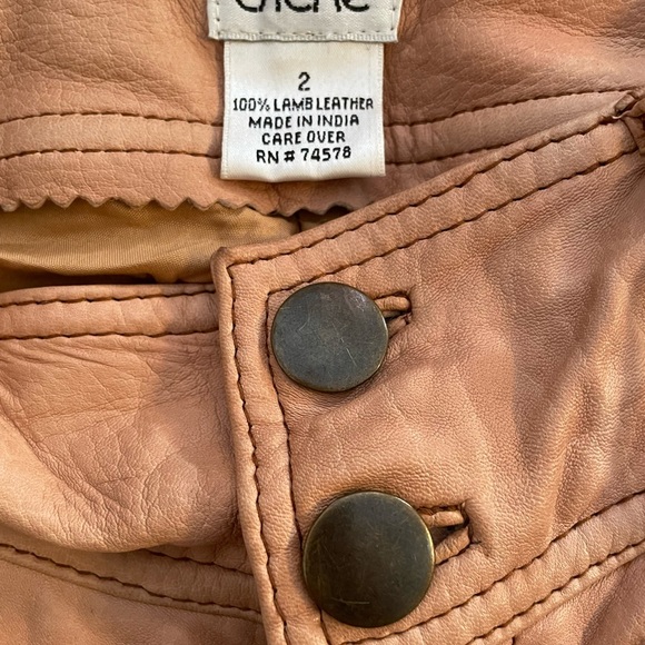 **Sale**cache 100% Lambskin Leather Camel Colored Pants Jeans size 2 - Picture 3 of 4
